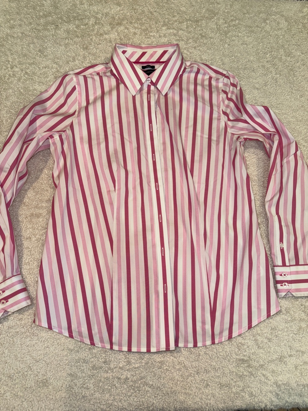 Talbots Pink and White Striped Collared Shirt